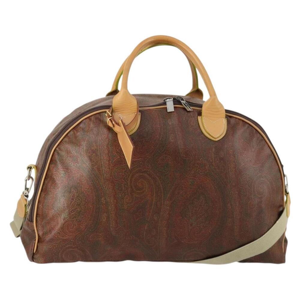 ETRO Paisley Boston Bag PVC 2way Bordeaux Gold Auth am10241